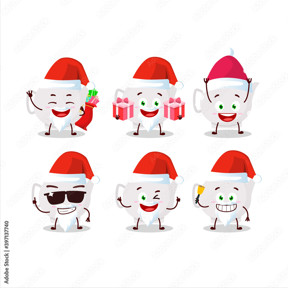 Santa Claus emoticons with ceramic teapot cartoon character