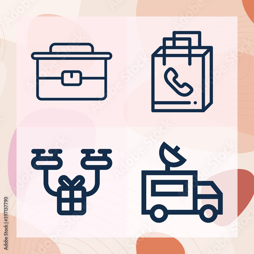 Simple set of freight related lineal icons