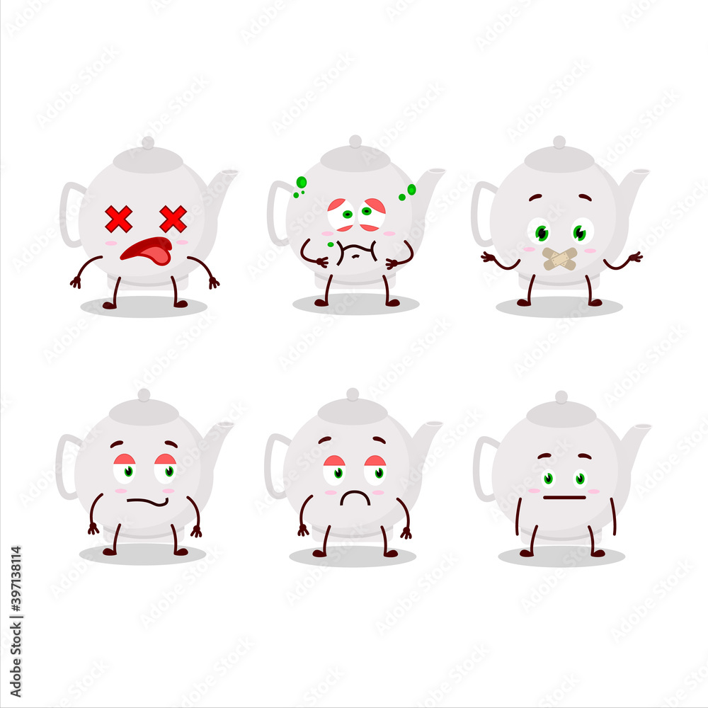 Obraz premium Ceramic teapot cartoon character with nope expression