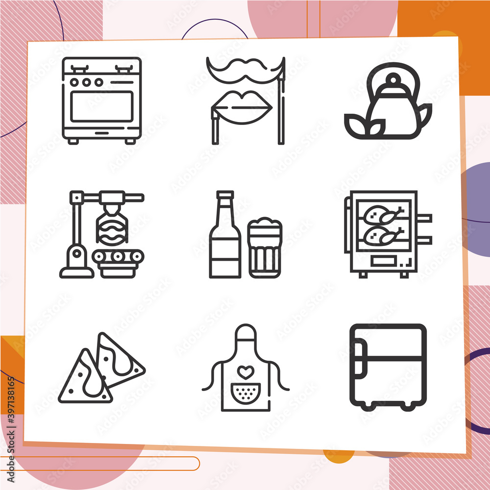 Fototapeta premium Simple set of 9 icons related to cook