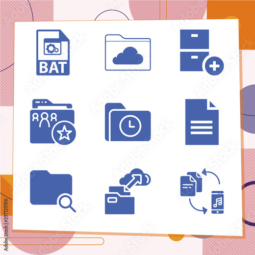 Simple set of 9 icons related to bureaucracy