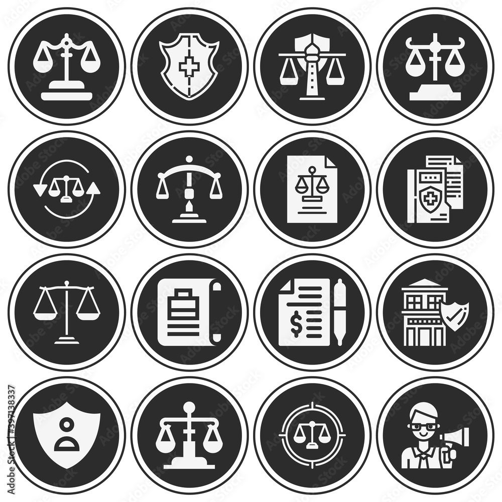 16 pack of policy filled web icons set 16 pack of policy filled web icons set