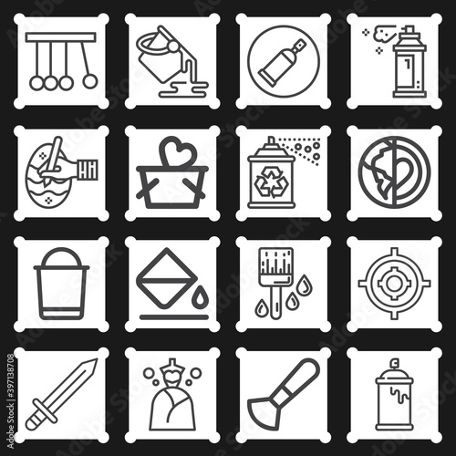 16 pack of war  lineal web icons set