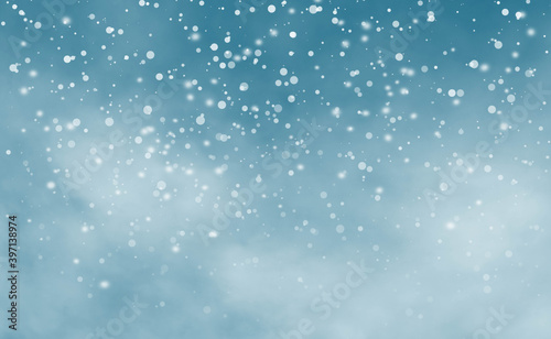 Abstract winter background with falling snowflakes.Christmas Background