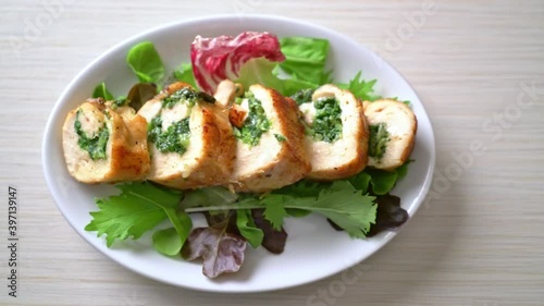 Wallpaper Mural Baked chicken breast stuffed with cheese and spinach Torontodigital.ca