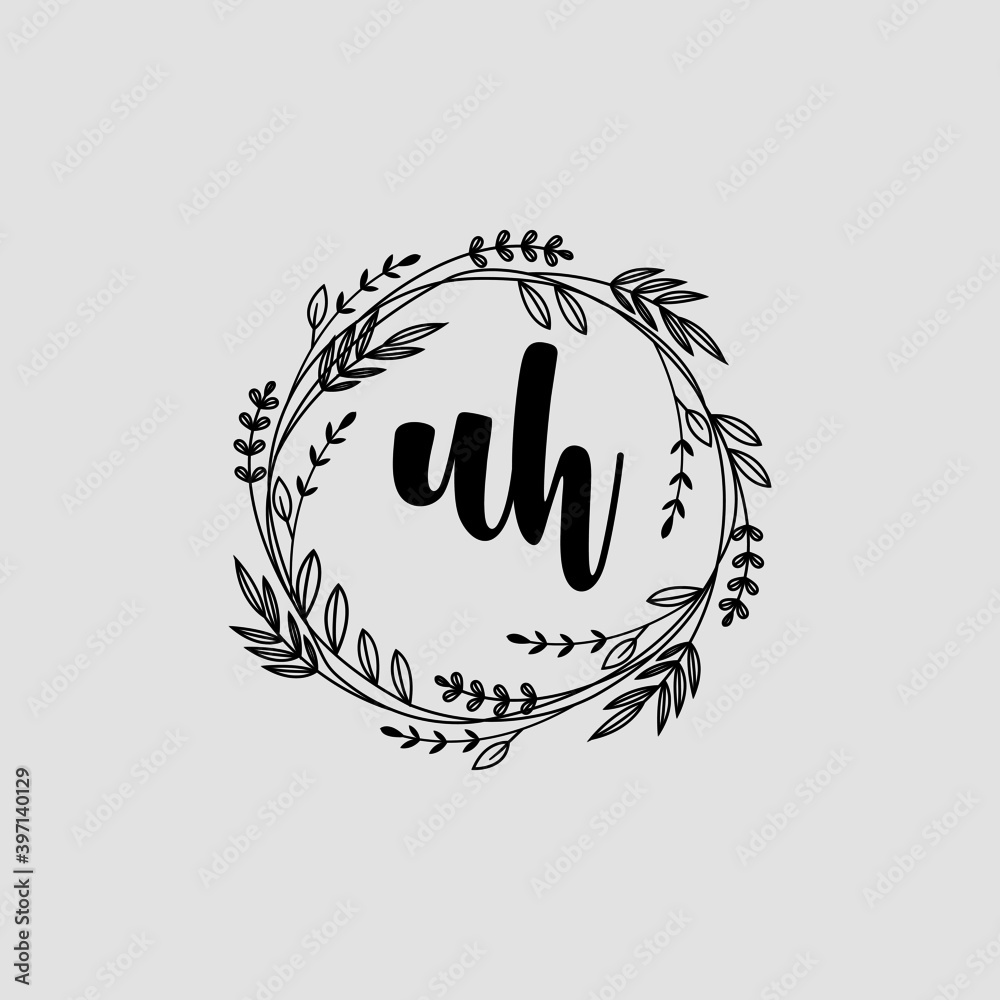 UH Initial handwriting logo template vector 