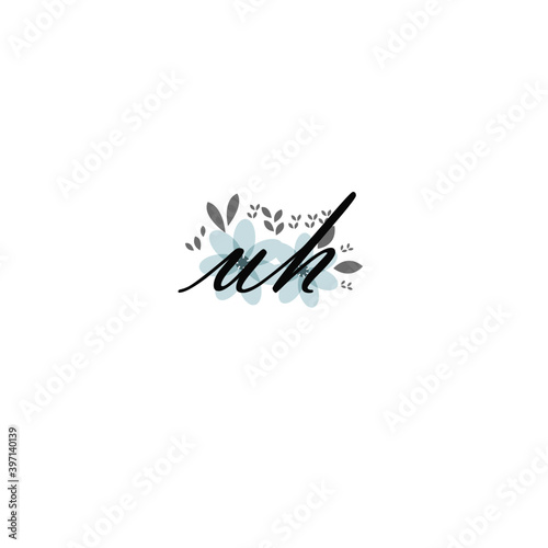 UH Initial handwriting logo template vector 