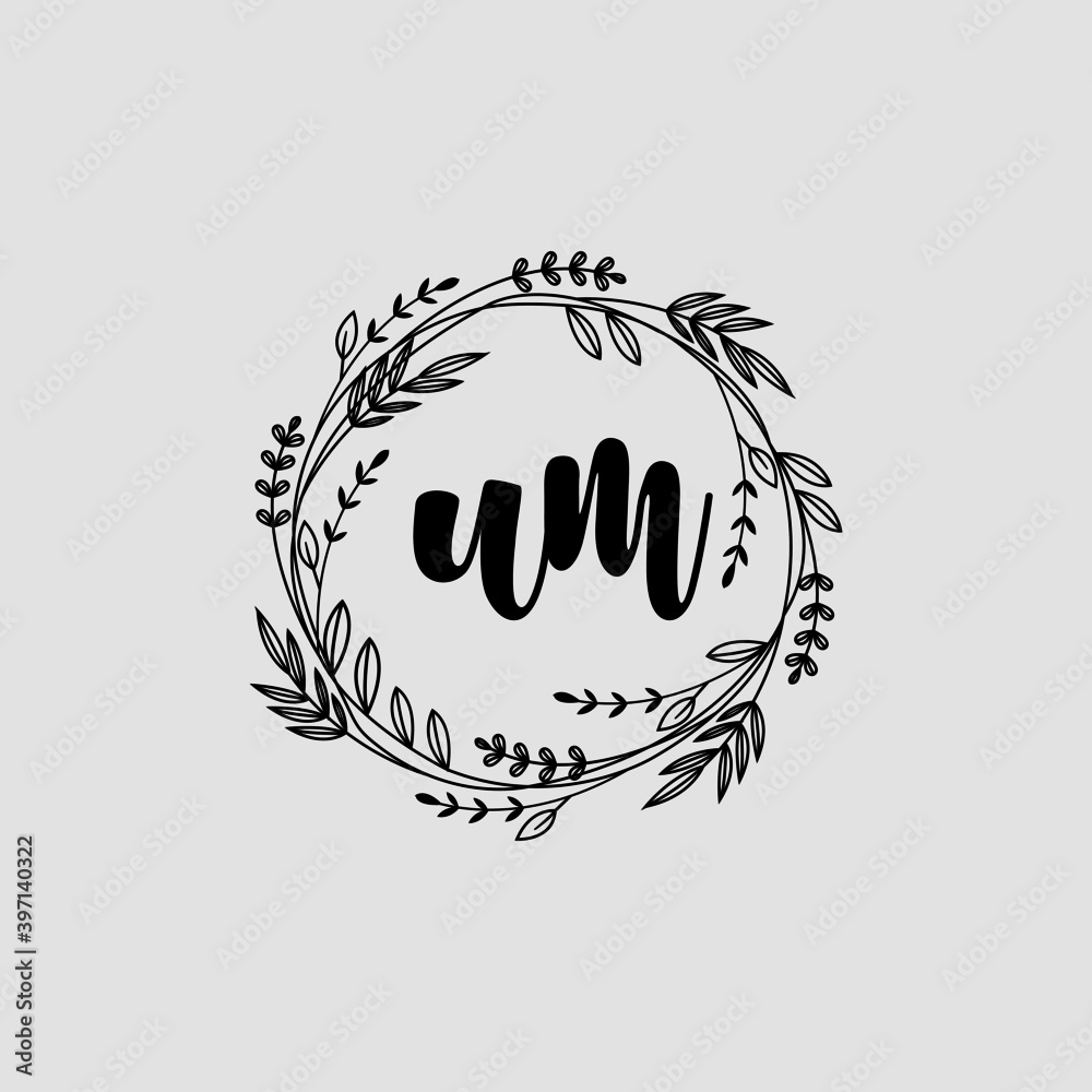 UM Initial handwriting logo template vector UM Initial handwriting logo template vector