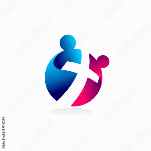 church logo with two persons concept