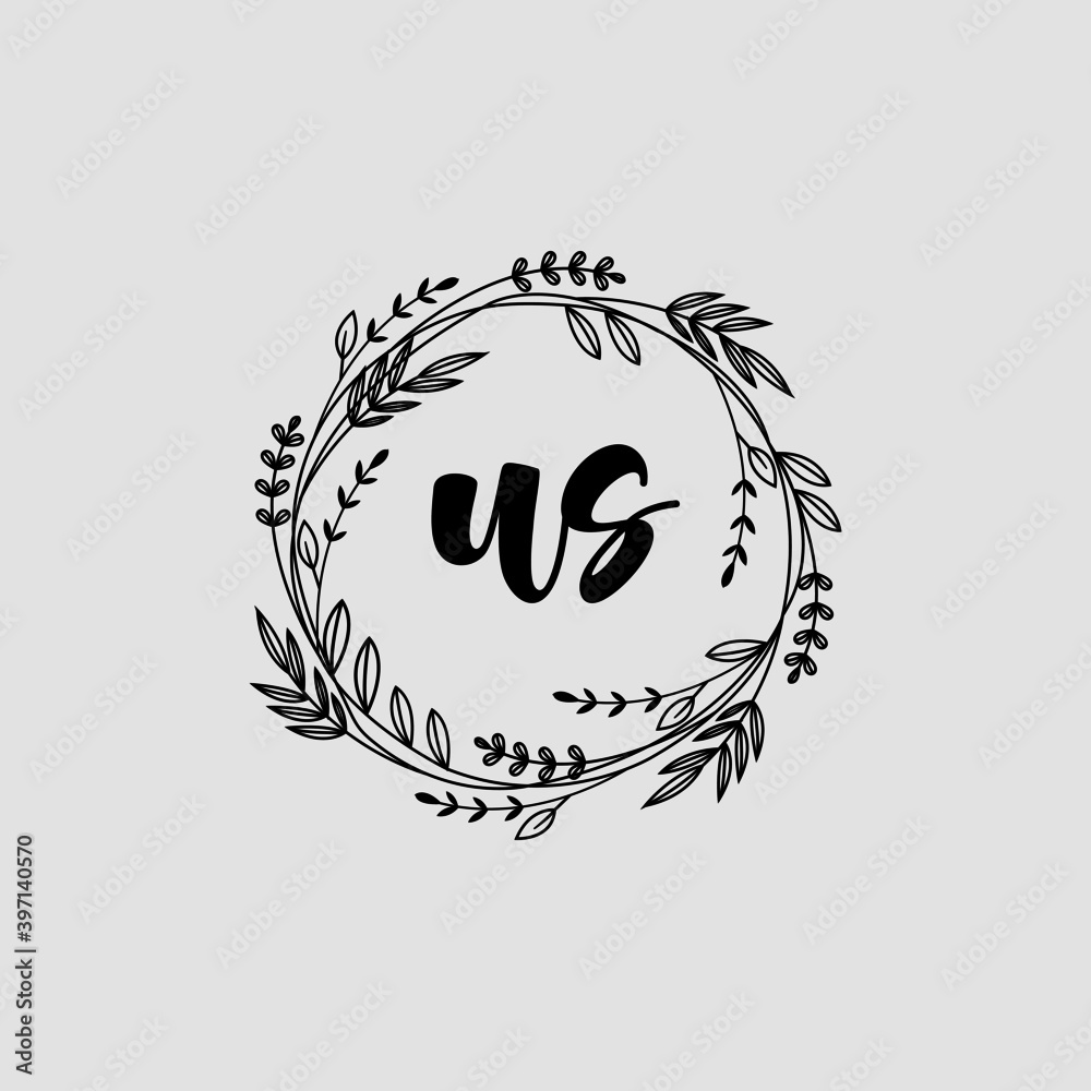 US Initial handwriting logo template vector US Initial handwriting logo template vector