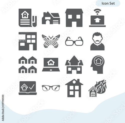 Simple set of very related filled icons.