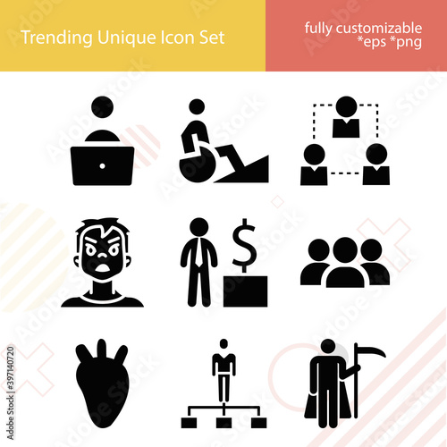 Simple set of masses related filled icons.
