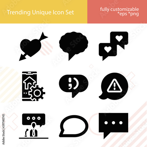 Simple set of aside related filled icons.