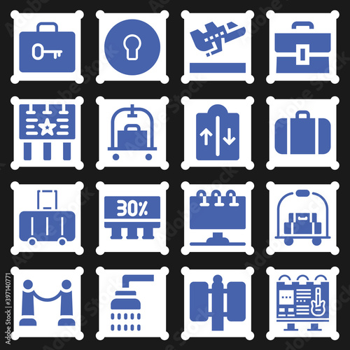 16 pack of arrival  filled web icons set