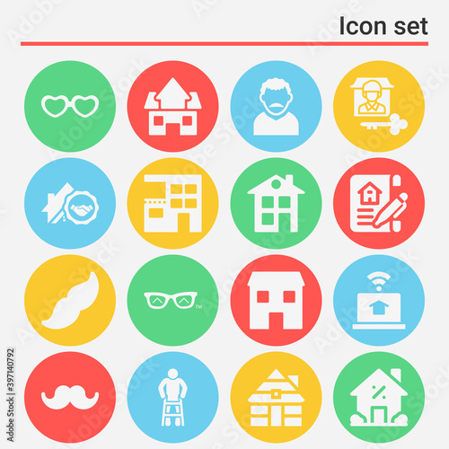 16 pack of complex number  filled web icons set