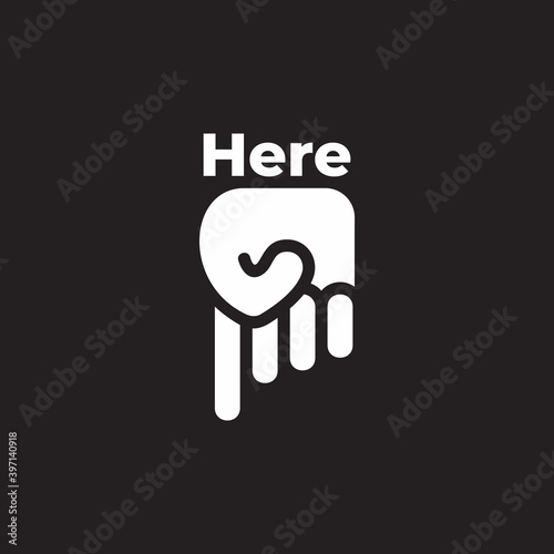pointing down here sign hand palm symbol vector