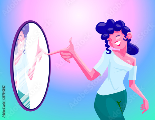 Woman High Self-Esteem vector illustration