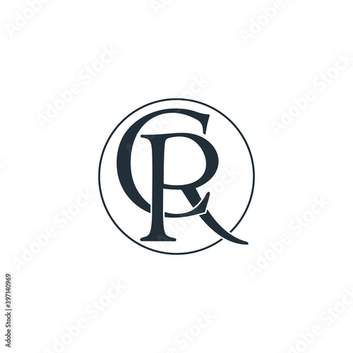 letter cr simple linked circle flat design logo vector