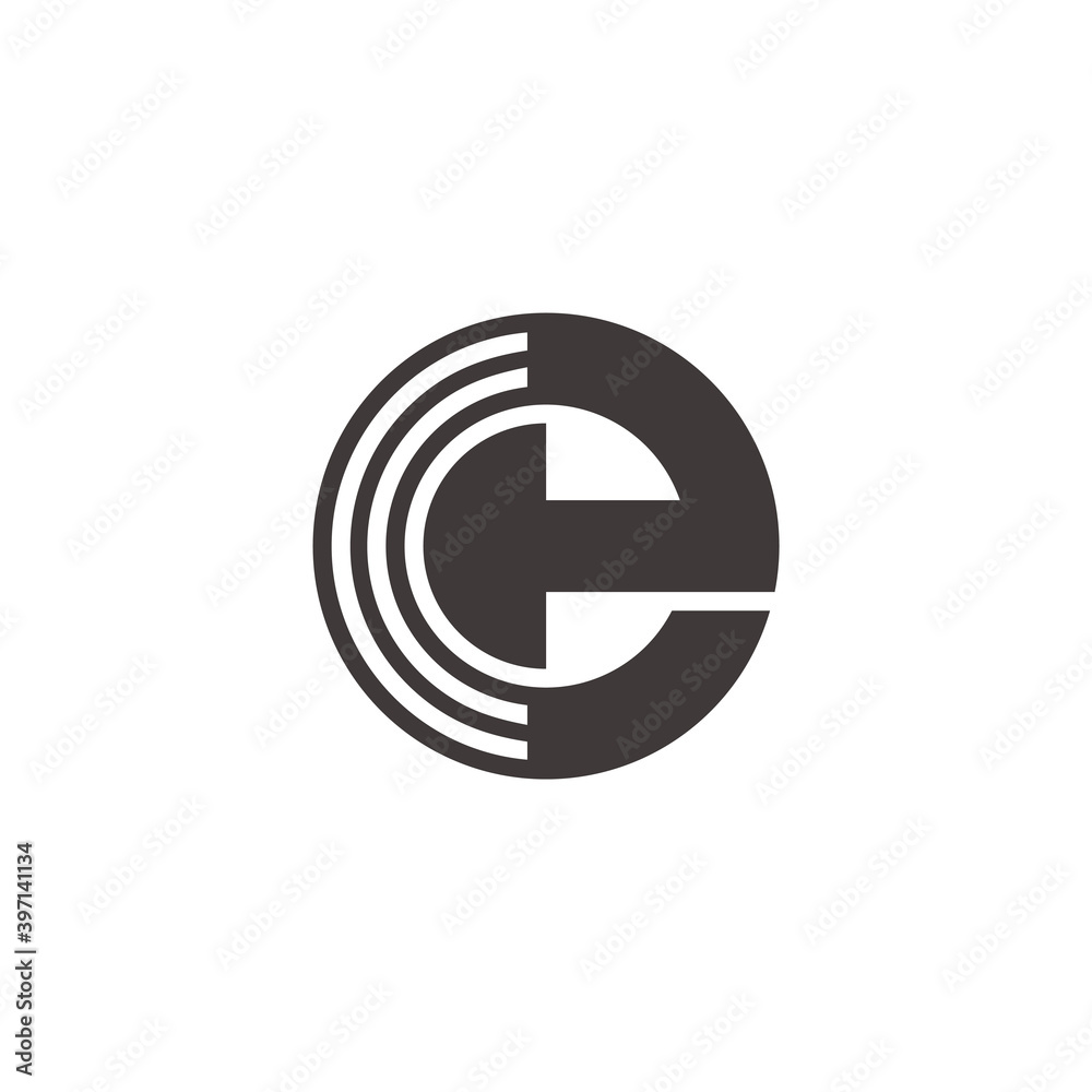 letter e geometric circle signal stripes shape logo vector letter e geometric circle signal stripes shape logo vector