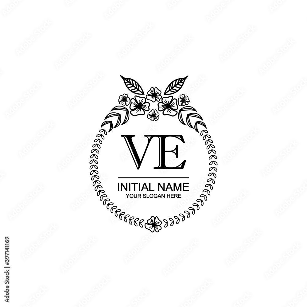 VE Initial handwriting logo template vector 