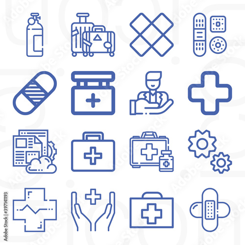 16 pack of resource  lineal web icons set