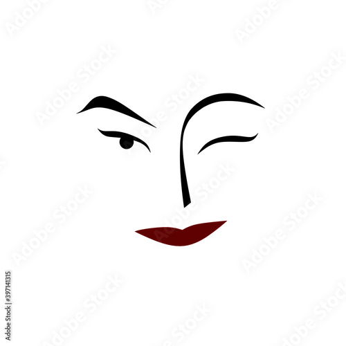 Vector illustration of face with lips