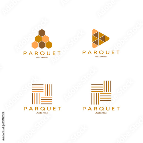 set minimalist parquet flooring vinyl hardwood granite tile logo vector illustration design line