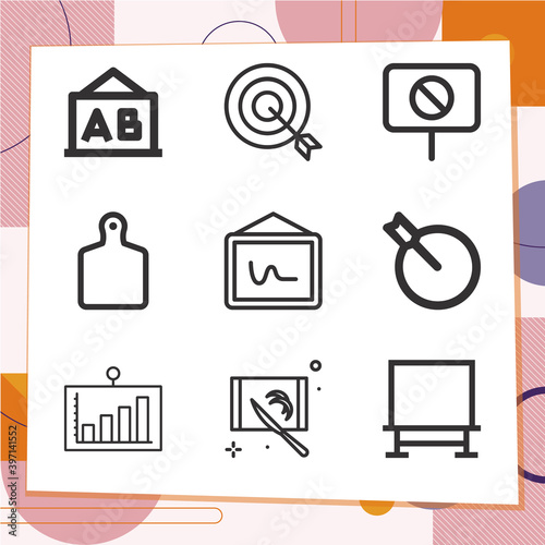 Simple set of 9 icons related to rubbed