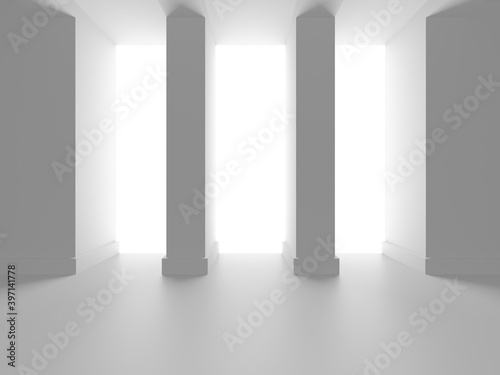 Illuminated corridor interior design. Empty Room Interior Background