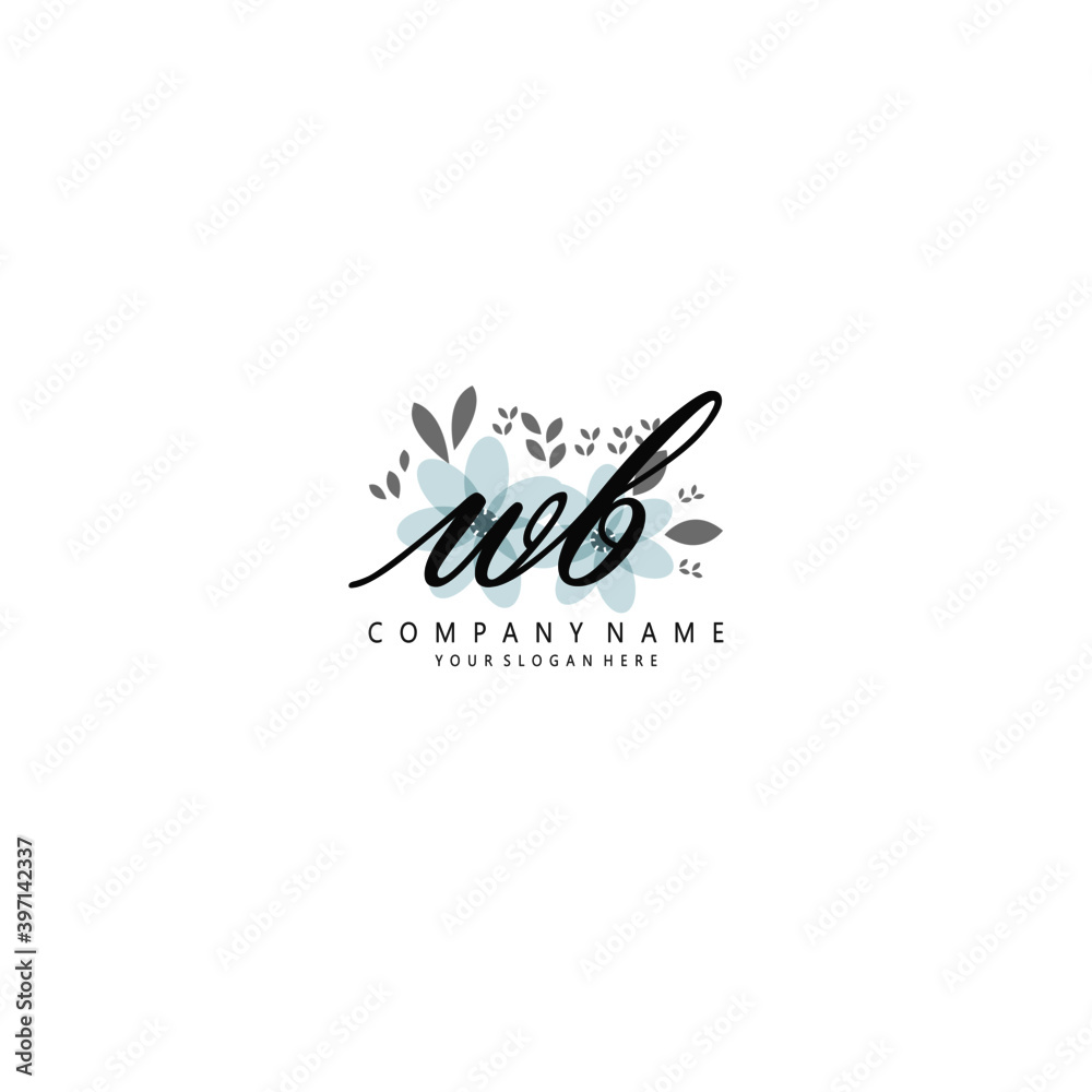 WB Initial handwriting logo template vector WB Initial handwriting logo template vector