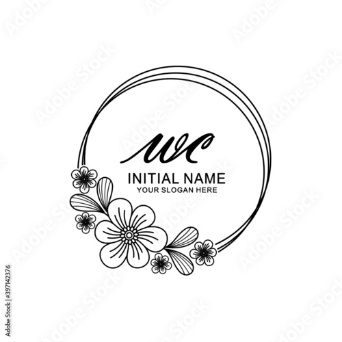 WC Initial handwriting logo template vector 