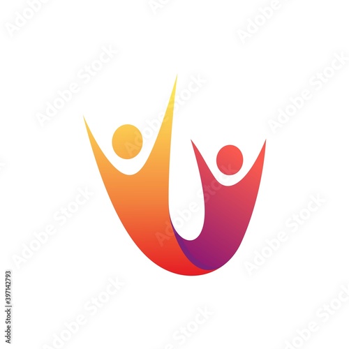 Connected people logo design