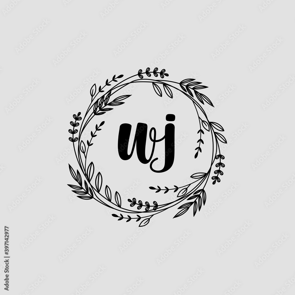 WJ Initial handwriting logo template vector WJ Initial handwriting logo template vector