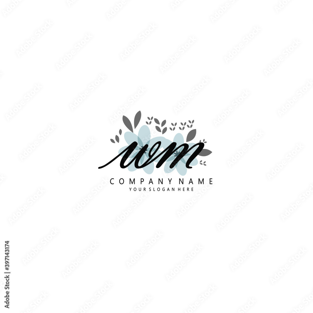 WM Initial handwriting logo template vector 