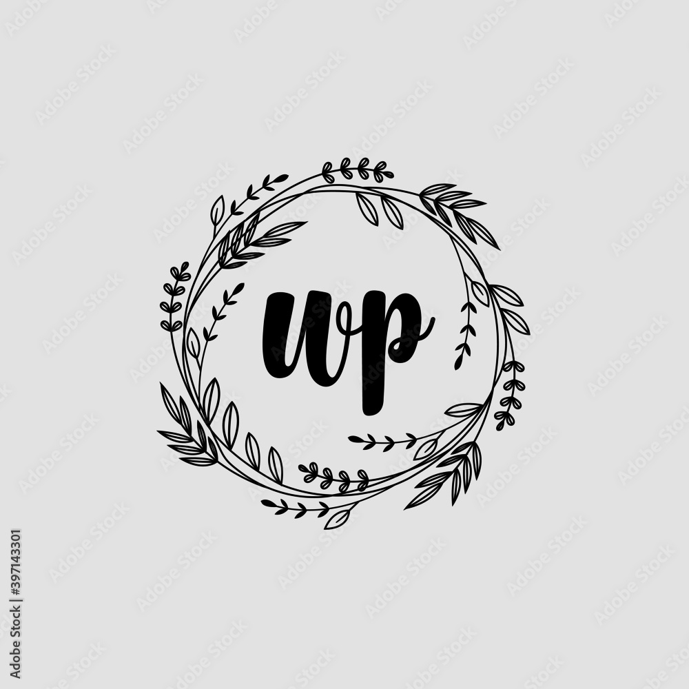 WP Initial handwriting logo template vector WP Initial handwriting logo template vector