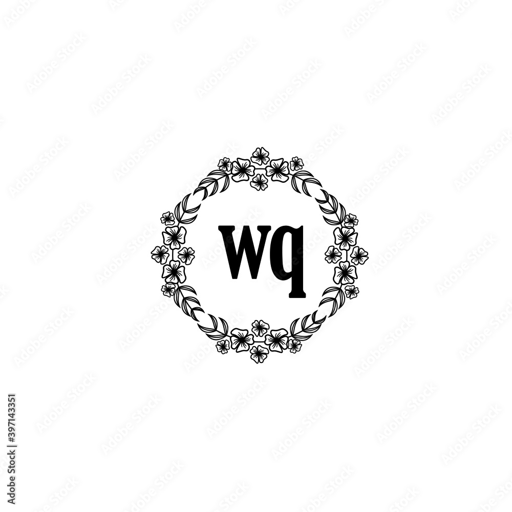 WQ Initial handwriting logo template vector WQ Initial handwriting logo template vector