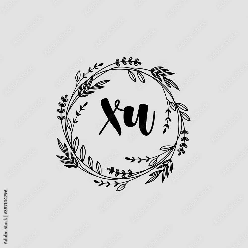 XU Initial handwriting logo template vector 