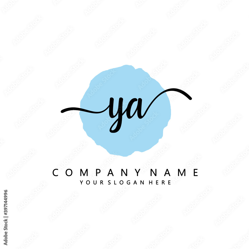 YA Initial handwriting logo template vector YA Initial handwriting logo template vector