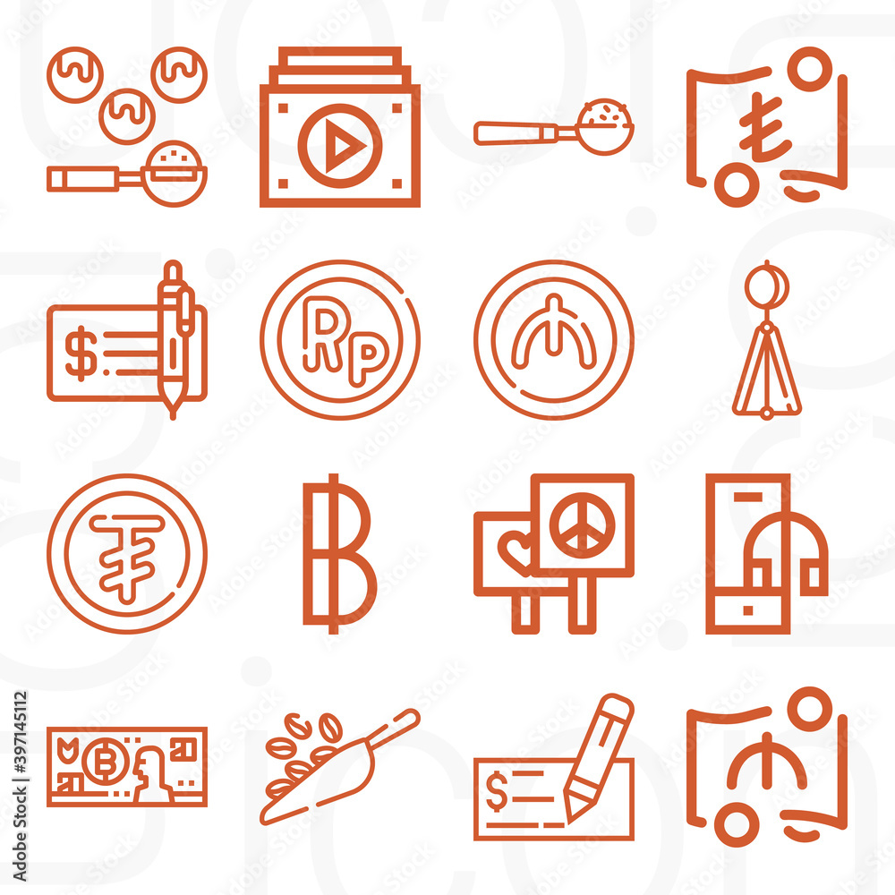 16 pack of eighteen  lineal web icons set