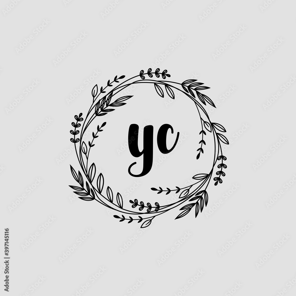 YC Initial handwriting logo template vector YC Initial handwriting logo template vector