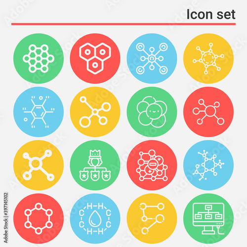 16 pack of atoms  lineal web icons set