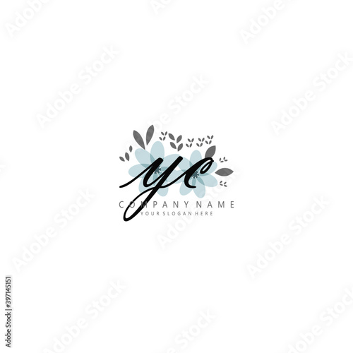YC Initial handwriting logo template vector 