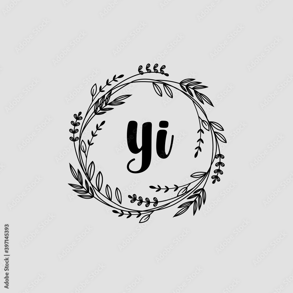 YI Initial handwriting logo template vector YI Initial handwriting logo template vector