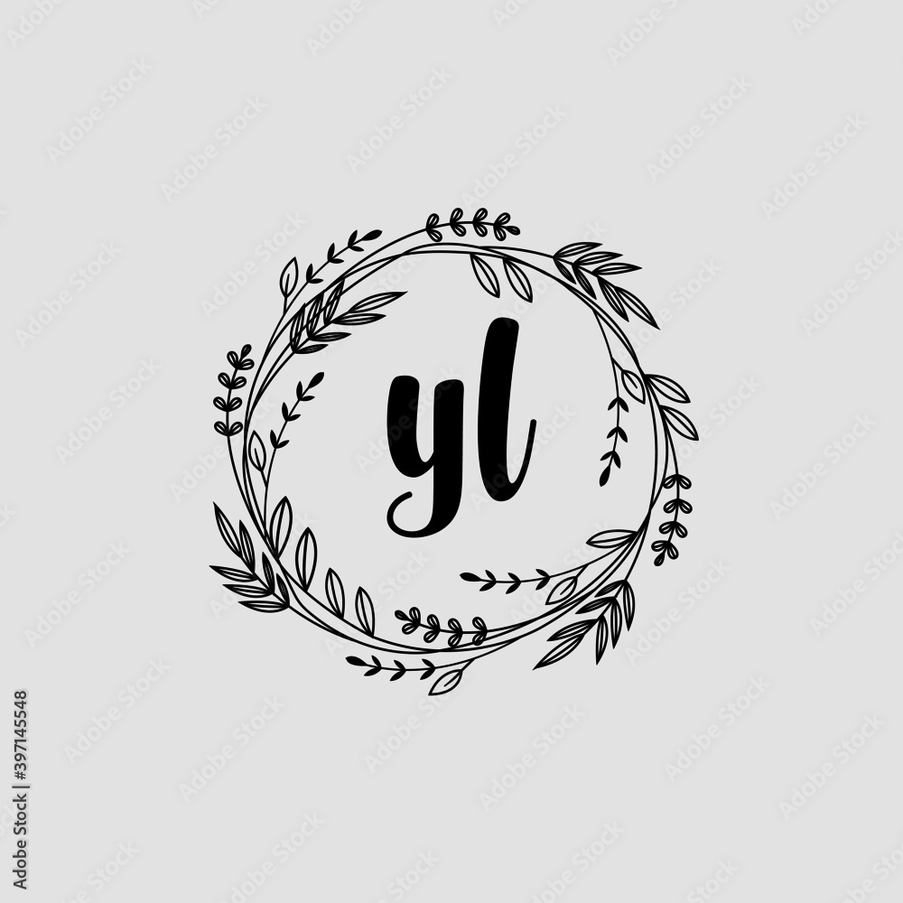 YL Initial handwriting logo template vector YL Initial handwriting logo template vector