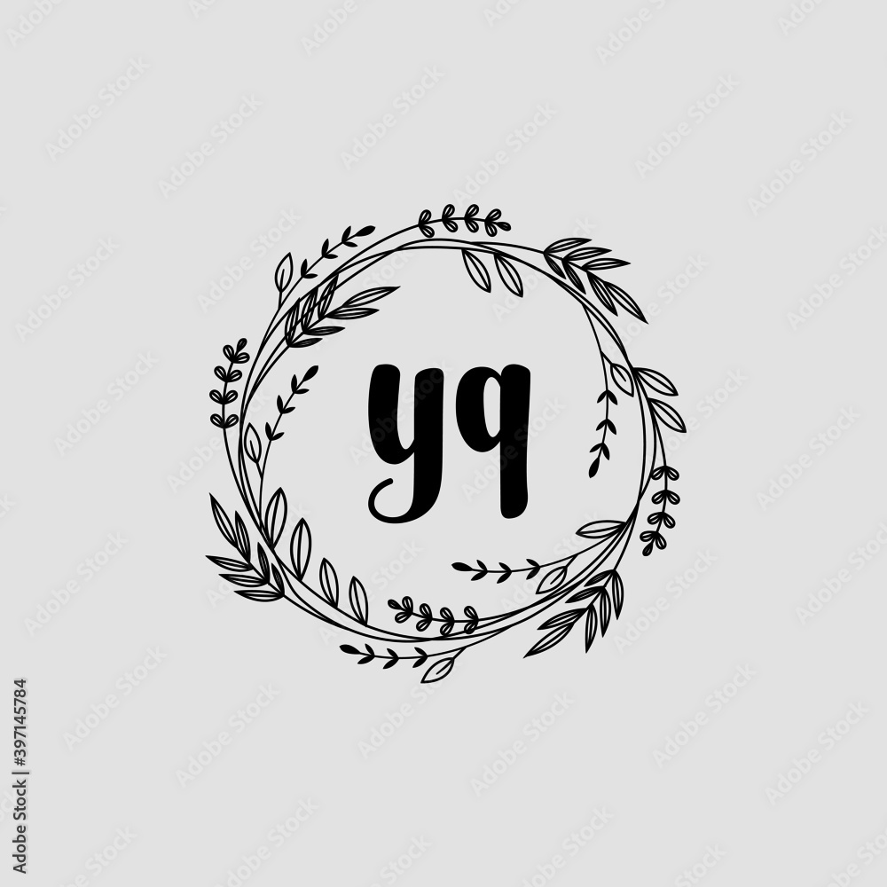 YQ Initial handwriting logo template vector YQ Initial handwriting logo template vector