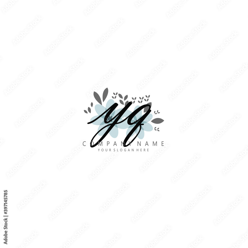 YQ Initial handwriting logo template vector YQ Initial handwriting logo template vector