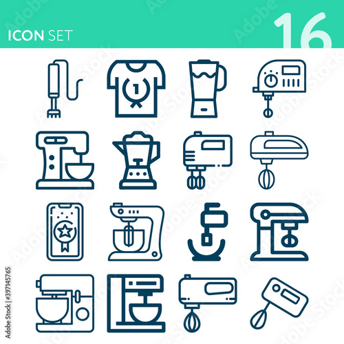 Foto Simple set of 16 icons related to ridden