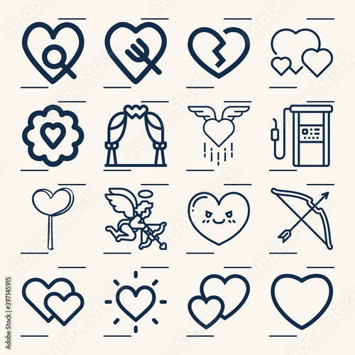 Simple set of cardiovascular system related lineal icons.