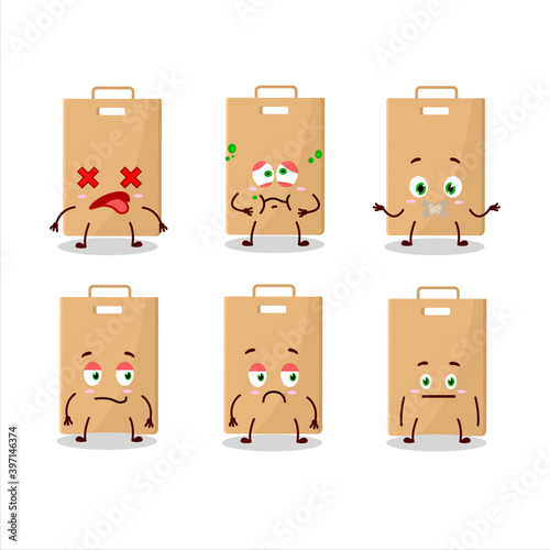 Food bag cartoon character with nope expression