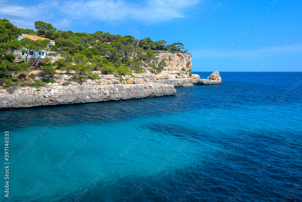 A cliff on Santany beach on Mallorca island in Spain